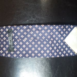 Makers All Silk Printed in England Navy Blue & Red Floral Tie